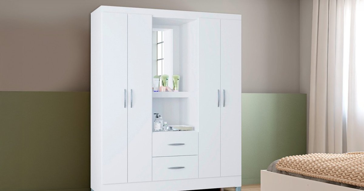 Guarda Roupa Cordoba 4 Portas com Espelho Poquema