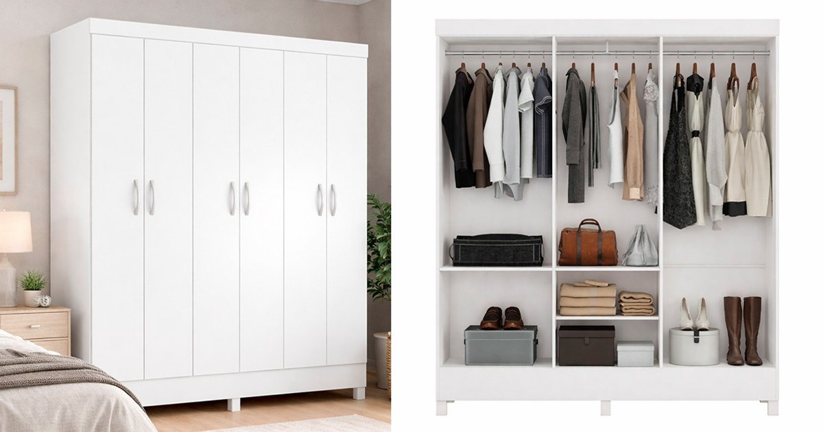 Guarda-Roupa Casal Falco 6 Portas Yescasa