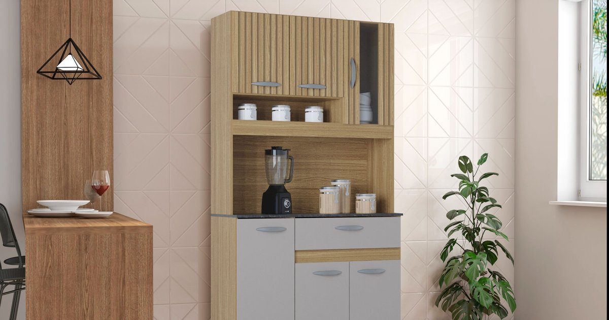 Armário Compacta Coral 6 Portas 1 Gaveta com Vidro