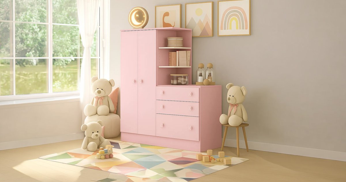 Guarda Roupa Infantil com Cômoda 1 Porta Doce Sonho