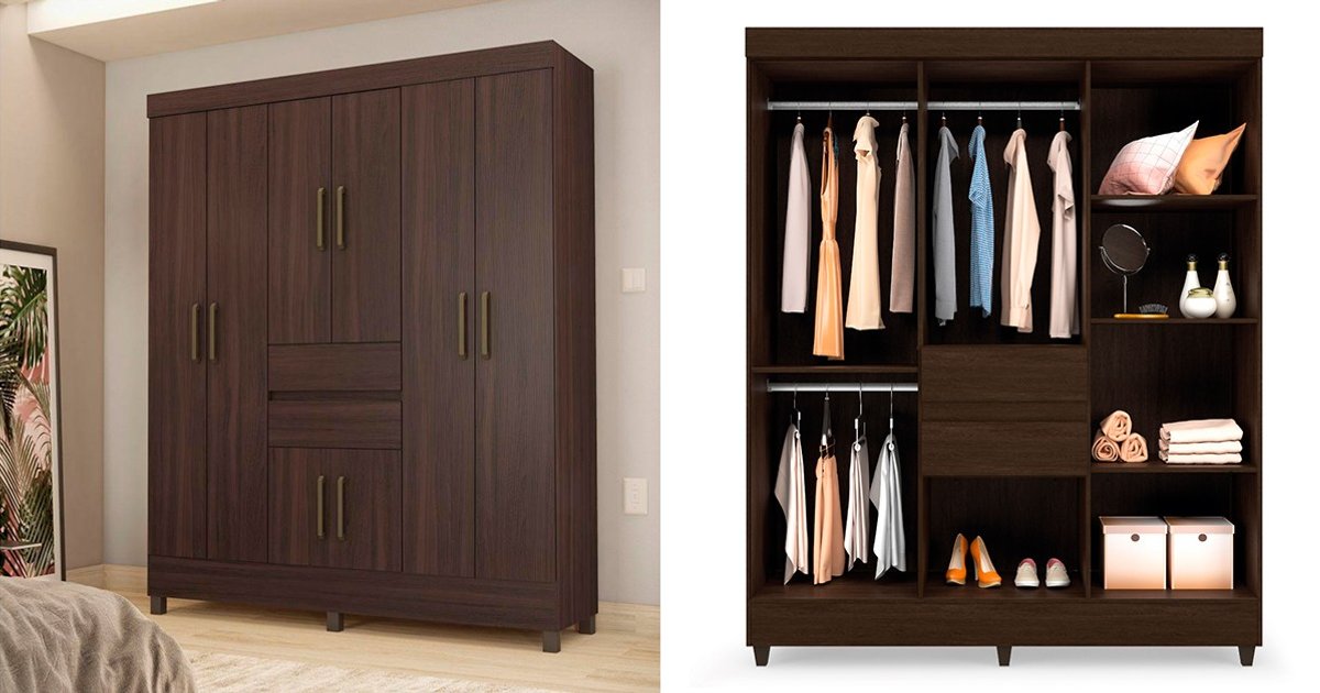Guarda-Roupa Casal Munique 8 Portas 2 Gavetas