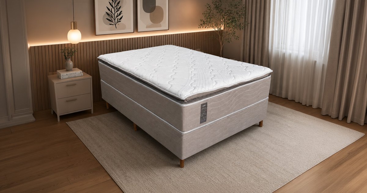 Casal - Conjunto Box Bronx com Molas Ensacadas e Pillow Top