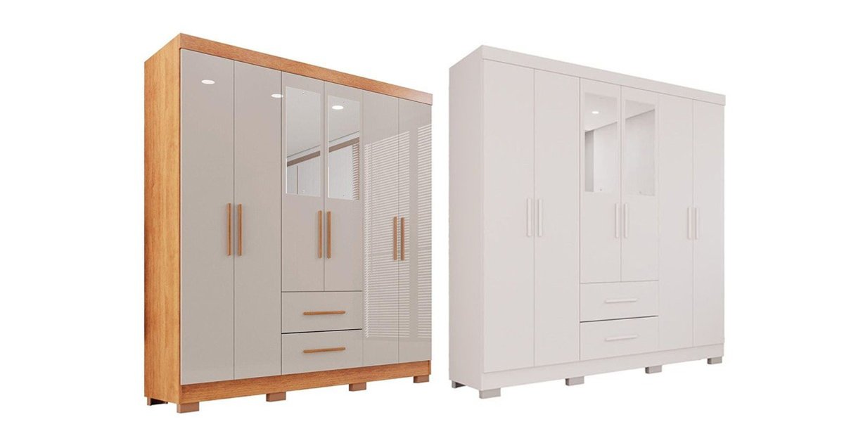Guarda-Roupa Casal 6 Portas com Espelho Estrela Premium