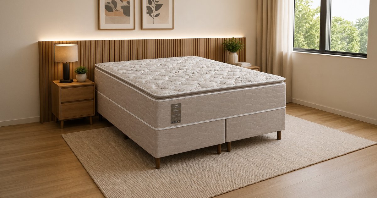 Queen - Conjunto Box Bronx com Molas Ensacadas e Pillow Top