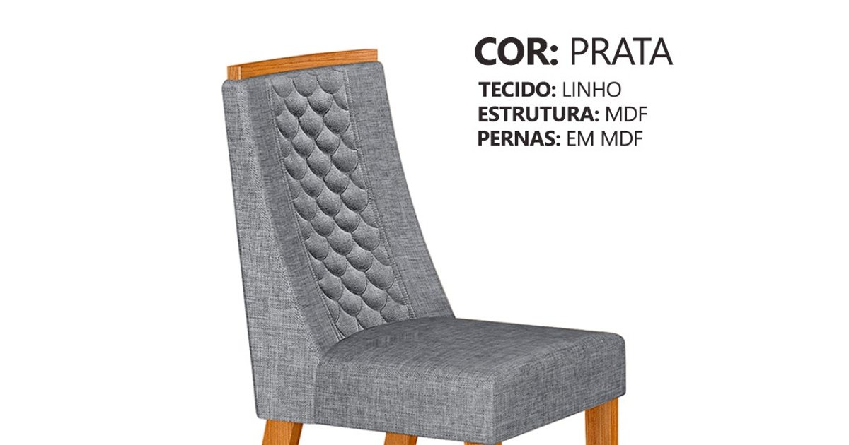 Kit 2 Cadeiras Dora Estofadas para Sala de Jantar