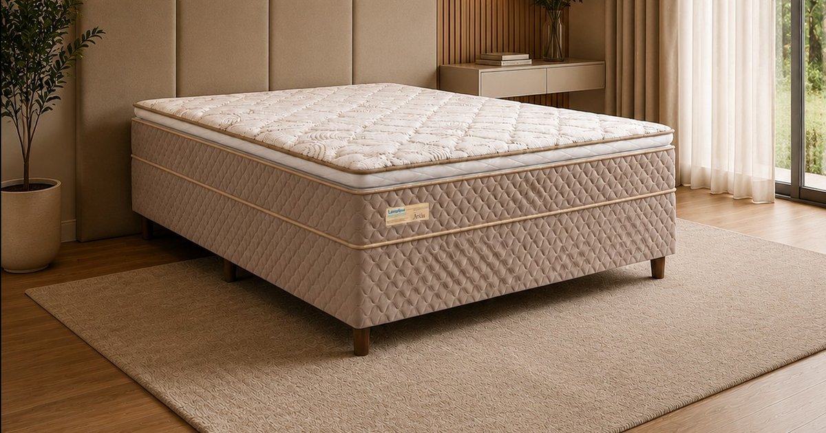 Casal - Cama Box Ávila Molas Ensacadas com pillow composto