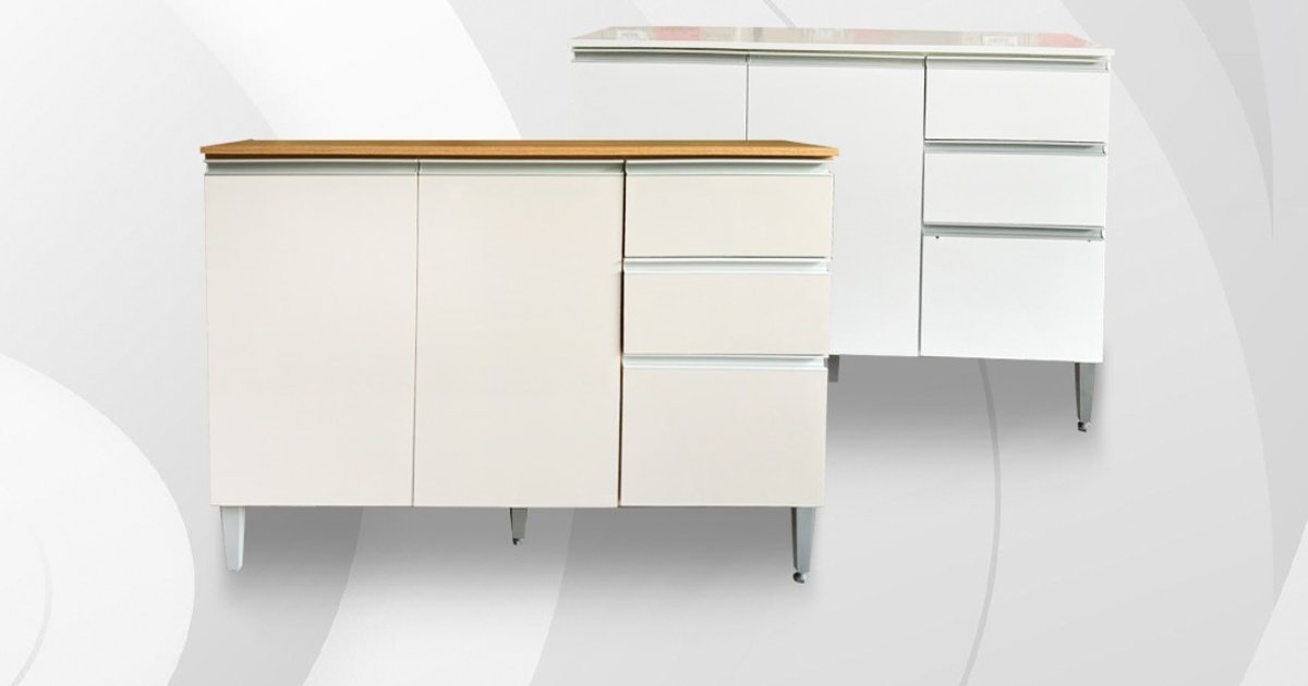 Balcão Lavínia 120cm 2 Portas 3 Gavetas