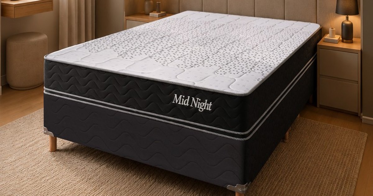 Casal - Cama Box Soft Flex Mid Night com Molas Ensacadas