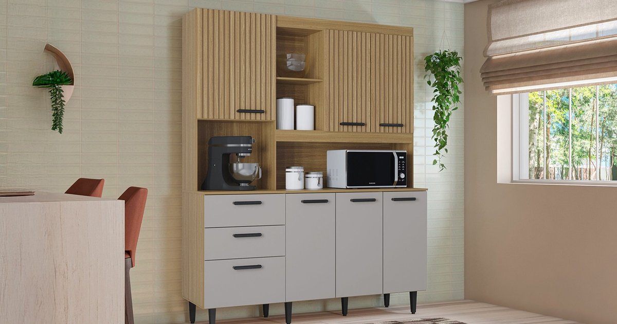 Armário para Cozinha Catarina 6 Portas 3 Gavetas