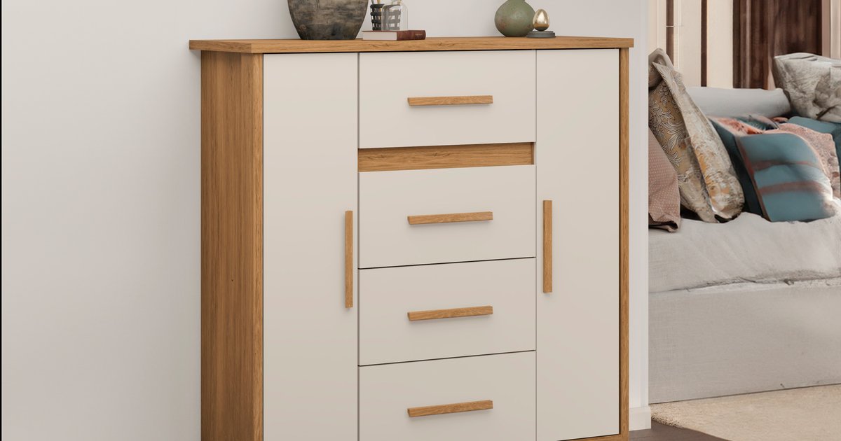Cômoda Kyra 4 Gavetas 2 Portas Rodial