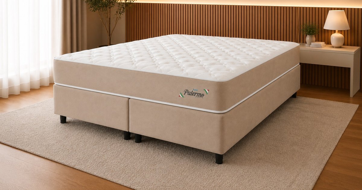 King - Conjunto Box Palermo com Molas Ensacadas e Espuma D26
