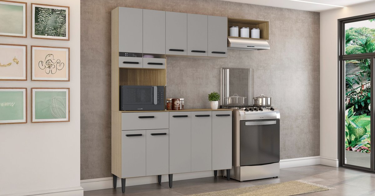 Kit Cozinha Dora com Balcão Poquema 10 Portas 1 Gaveta