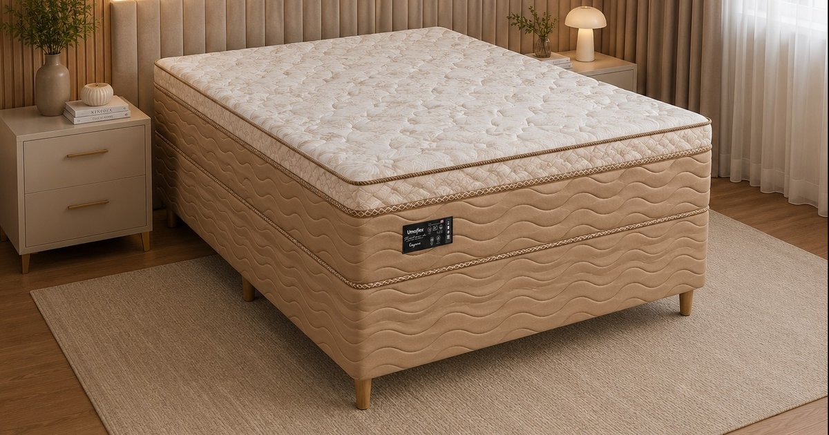 Casal - Cama Box Cayenne Gold Umaflex com Molas Ensacadas