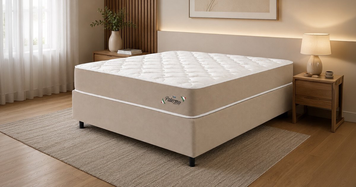 Casal - Conjunto Box Palermo com Molas Ensacadas e Espuma D26