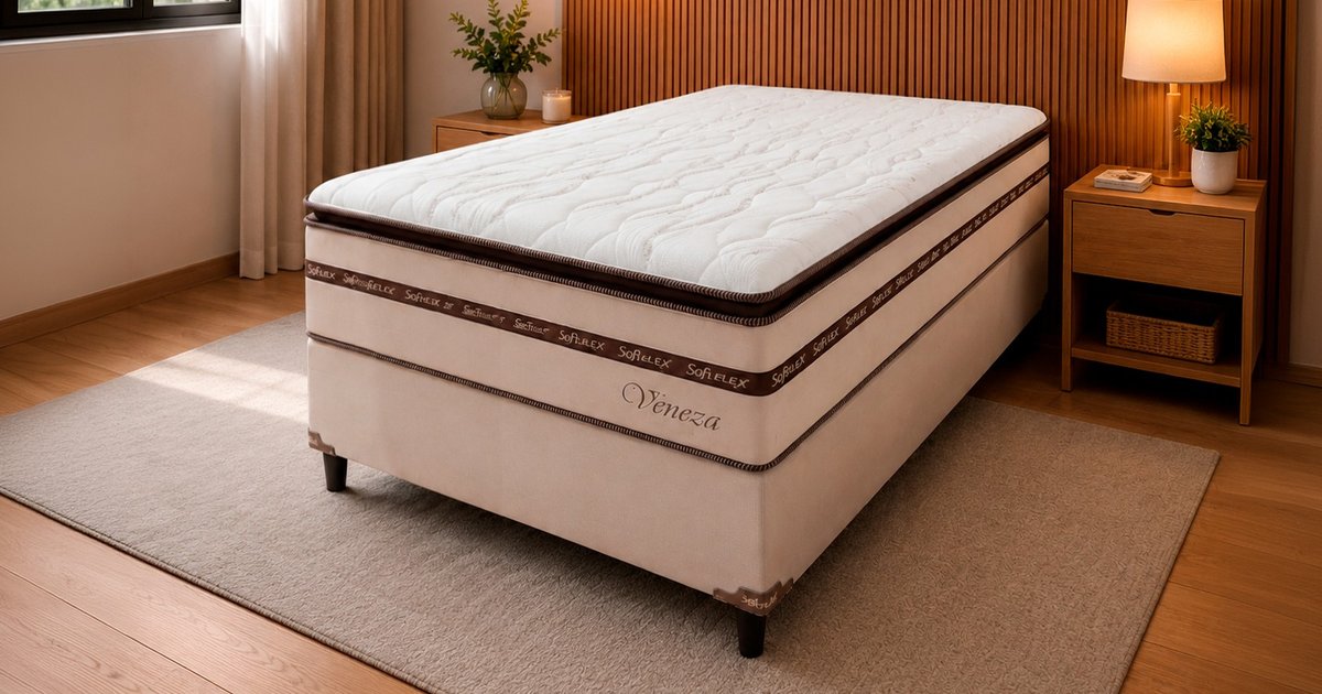 Solteirão - Conjunto Box Veneza com Pillow Top Premium