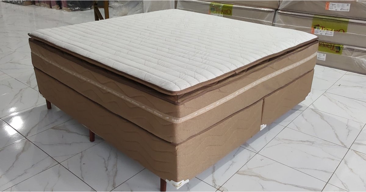 Conjunto Box King Soft Pluma Eco Confort Pocket Molas Ensacadas